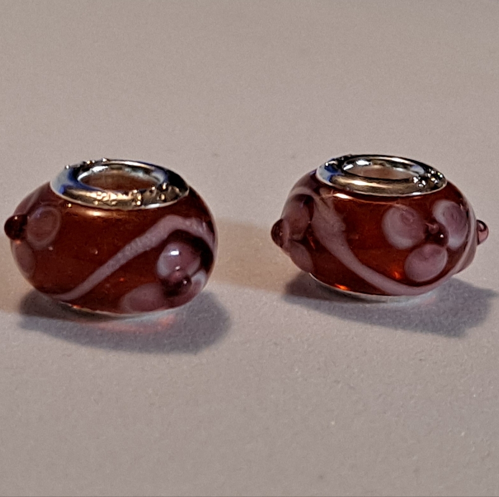 Elegant Glass Bead Charm Set - Red and Silver